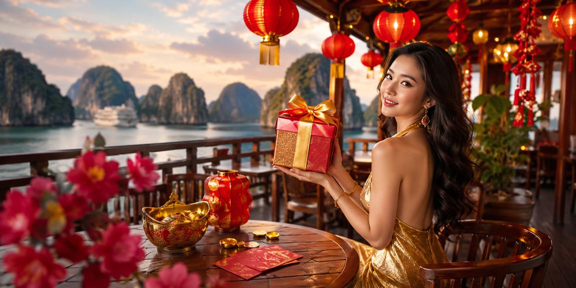 Người chơi nhận thưởng tại Vịnh Hạ Long với ly cà phê Việt